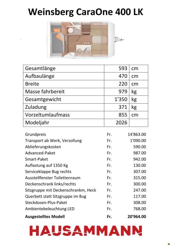 Weinsberg CaraOne 400 LK