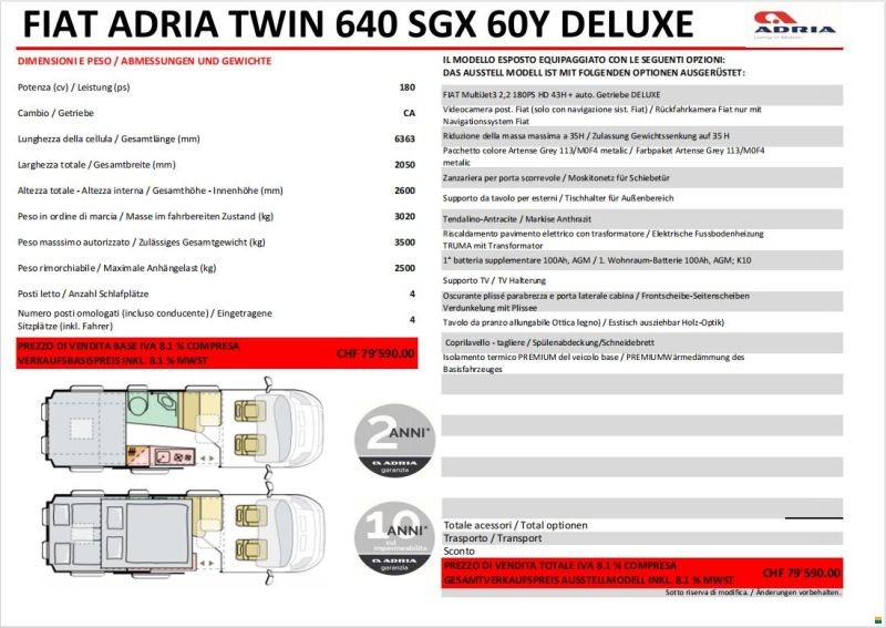 Adria TWIN 640 SGX PT 60Y DELUXE