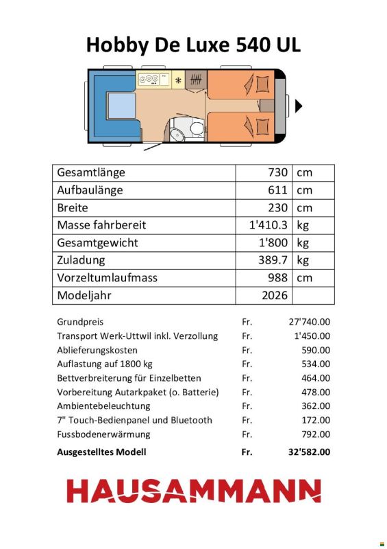 Hobby De Luxe 540 UL