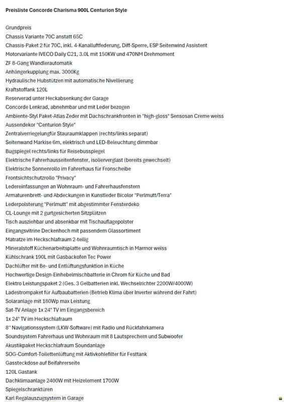 Concorde Charisma 900L