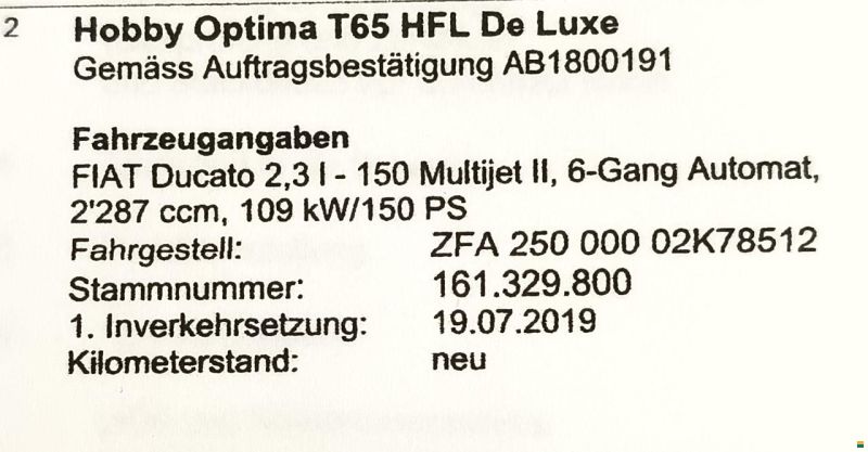 Fiat Hobby Optimal DeLuxe T65 HFL