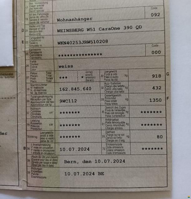 Weinsberg W51 CaraOne 390 QD