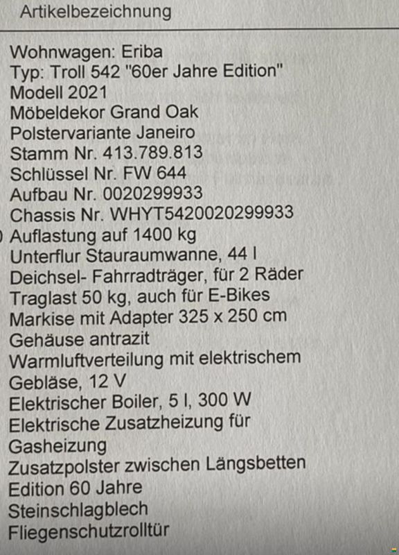 Eriba Touring 542 60 Edition (2021)