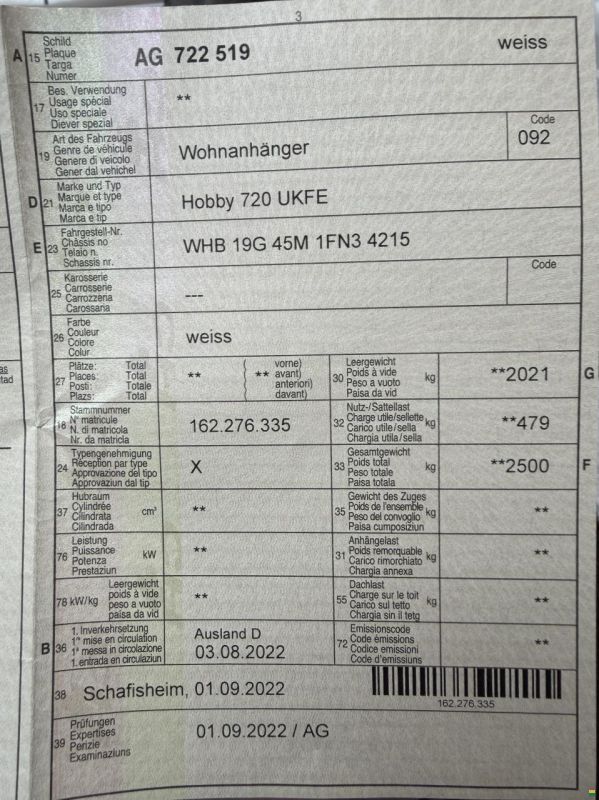 Hobby 720 Prestige UKFE