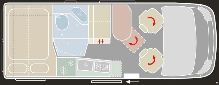 Van Tourer 600D Comfort Peugeot 165PS Doppelhubbett