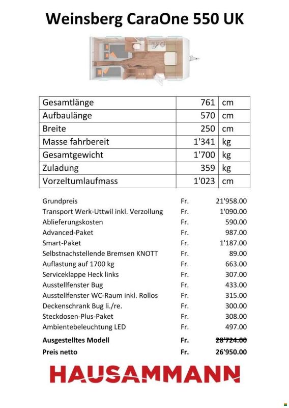 Weinsberg 550 UK CaraOne