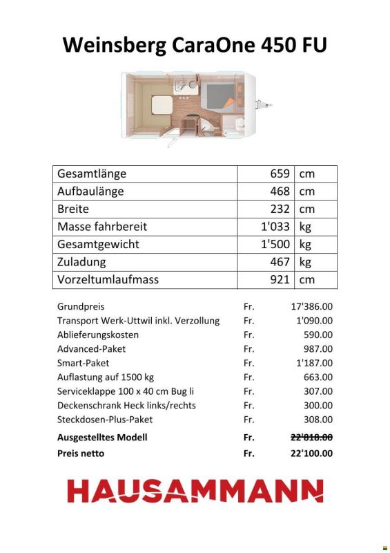 Weinsberg 450 FU CaraOne