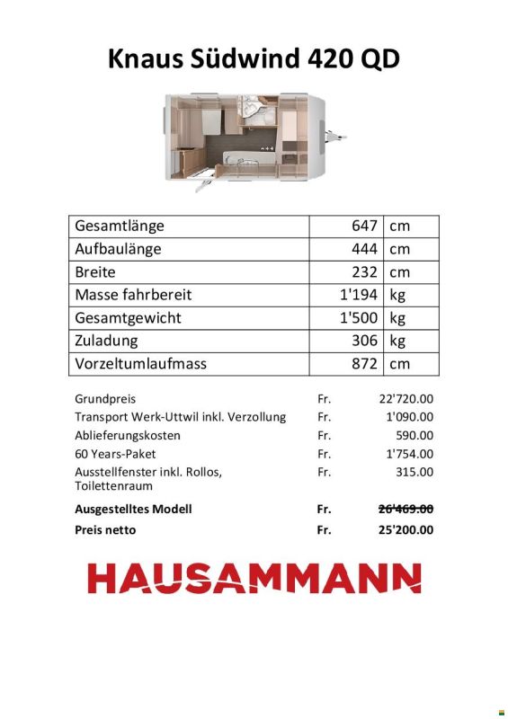 Knaus 420 QD Südwind 60 Years