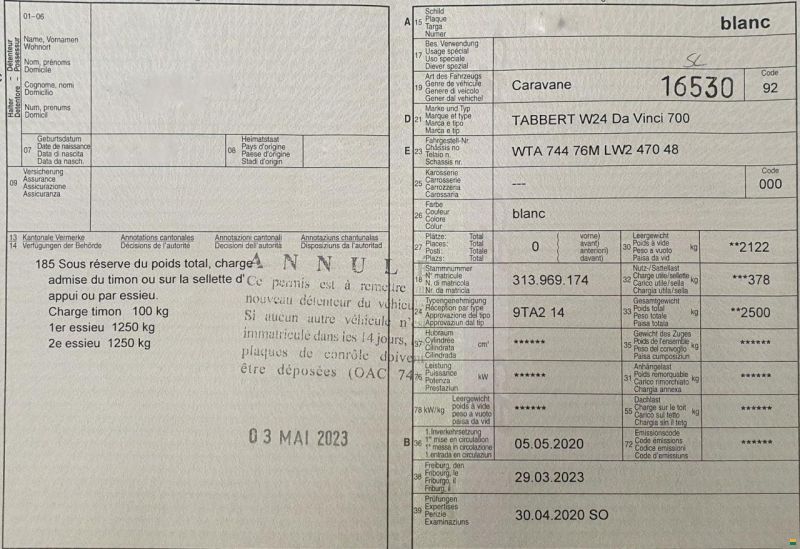 Tabbert W24 Da Vinci 700 KD