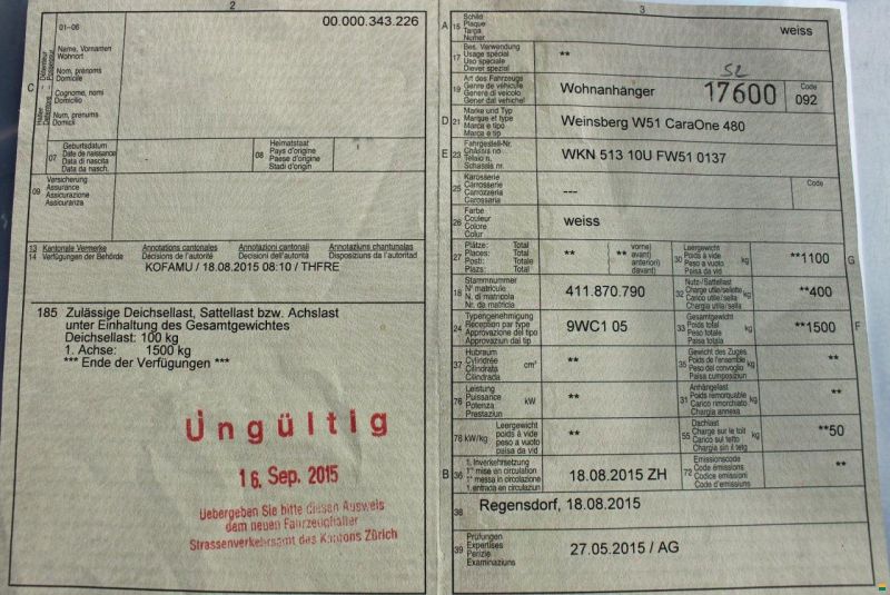 Weinsberg W51 CaraOne 480