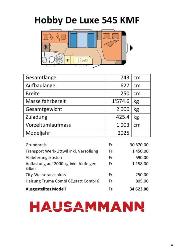 Hobby 545 KMF De Luxe