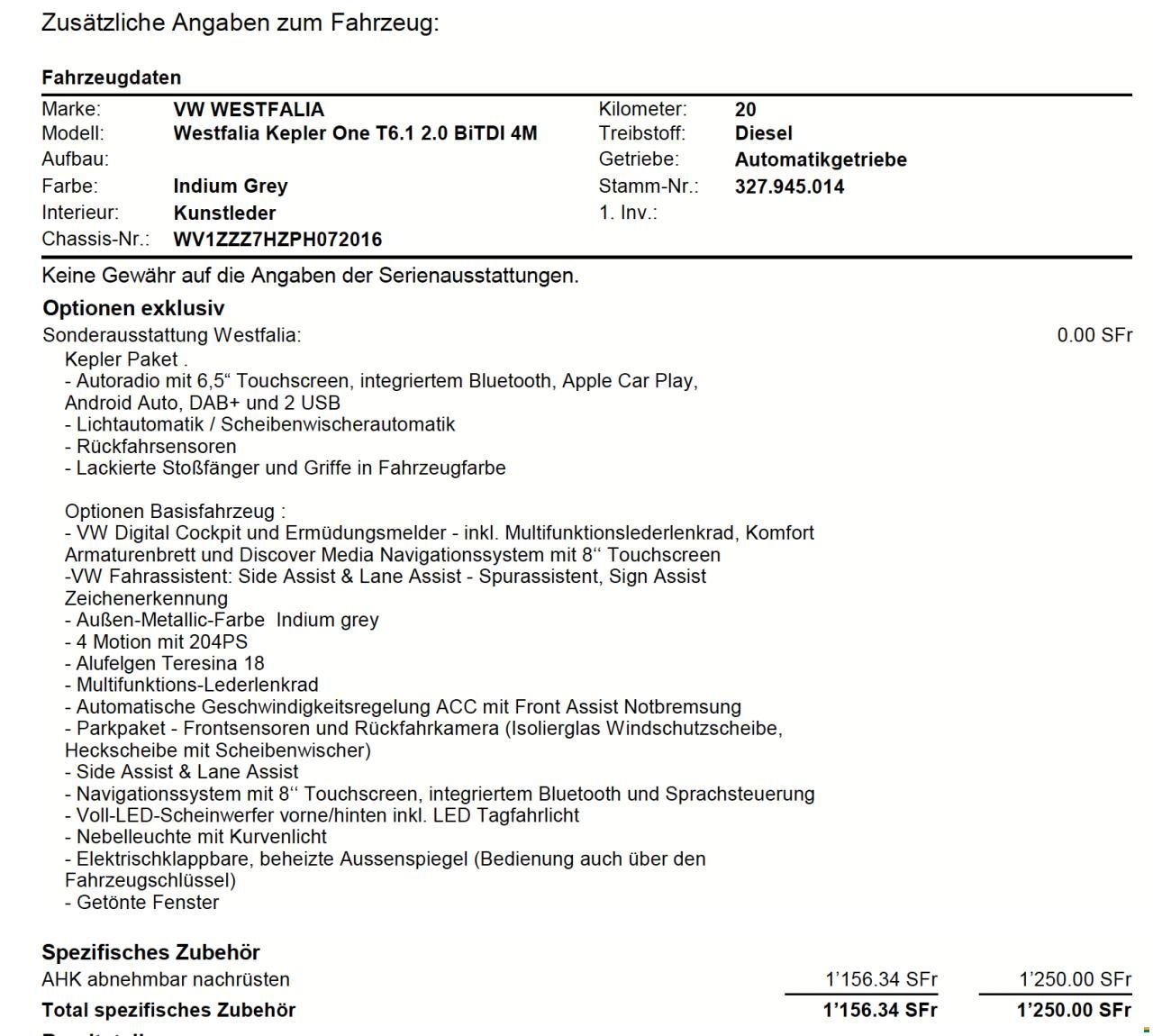 Westfalia Westfalie T 6.1 Kepler one