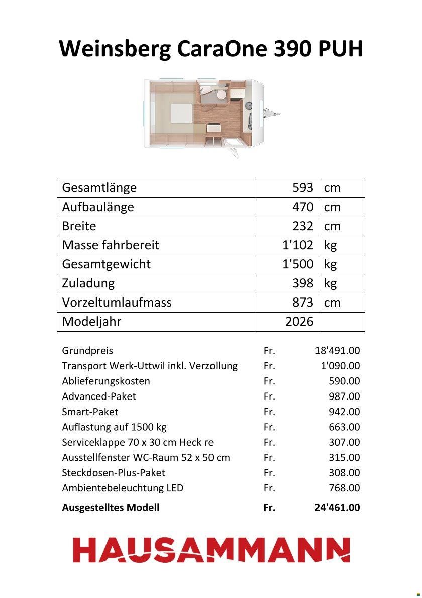 Weinsberg CaraOne 390 PUH