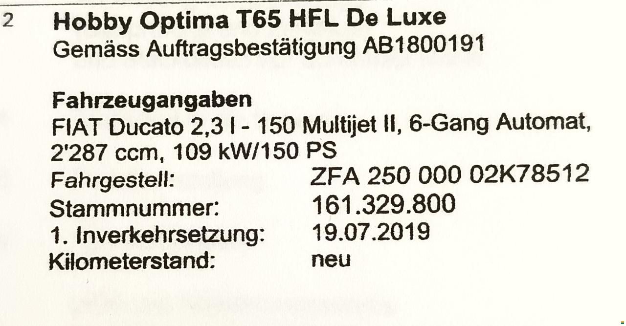 Fiat Hobby Optimal DeLuxe T65 HFL