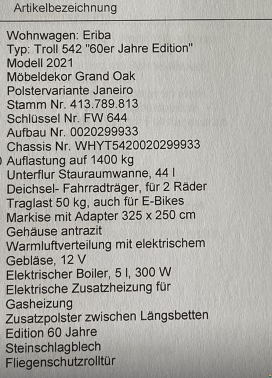 Eriba Touring 542 60 Edition (2021)