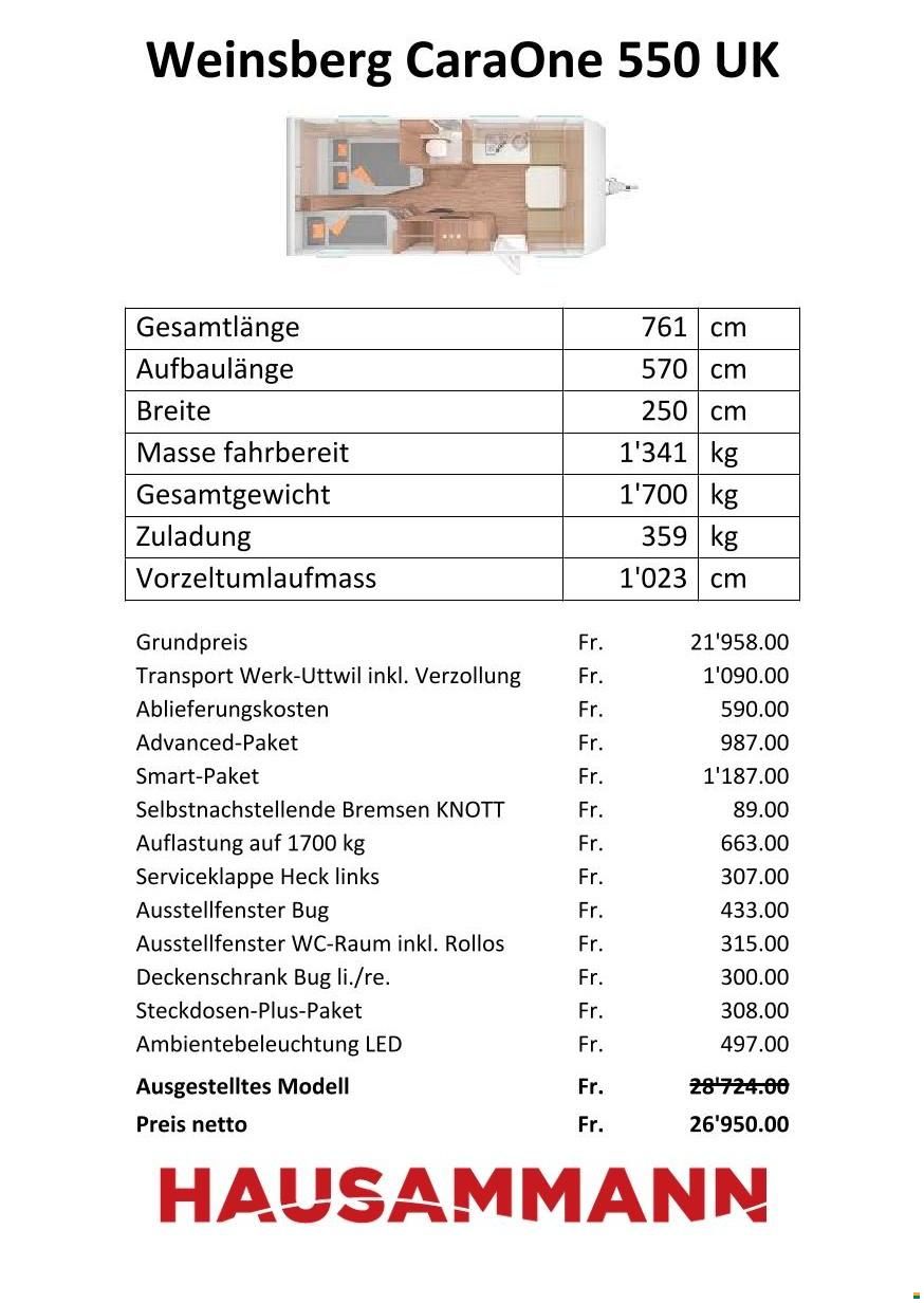Weinsberg 550 UK CaraOne