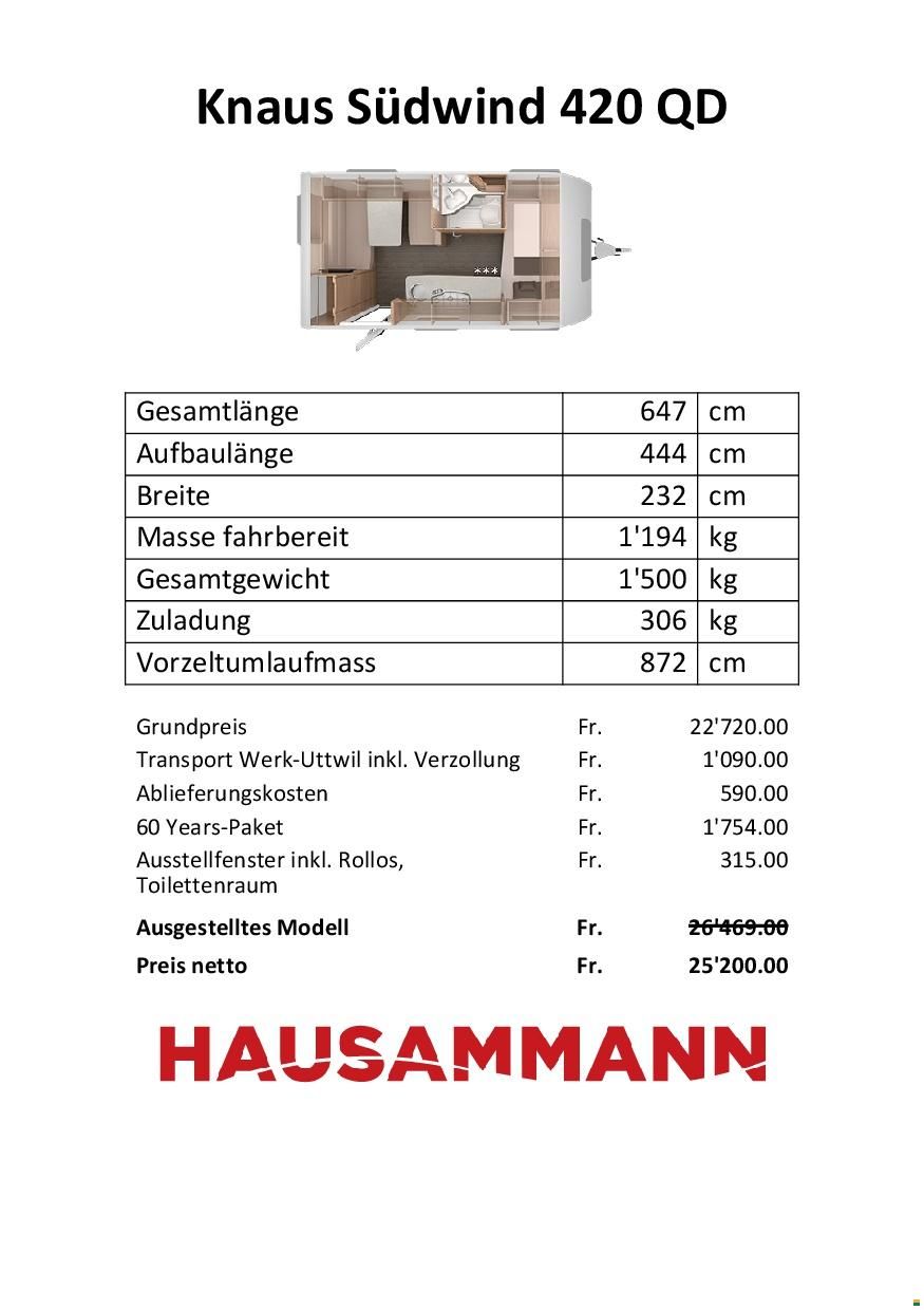 Knaus 420 QD S&uuml;dwind 60 Years