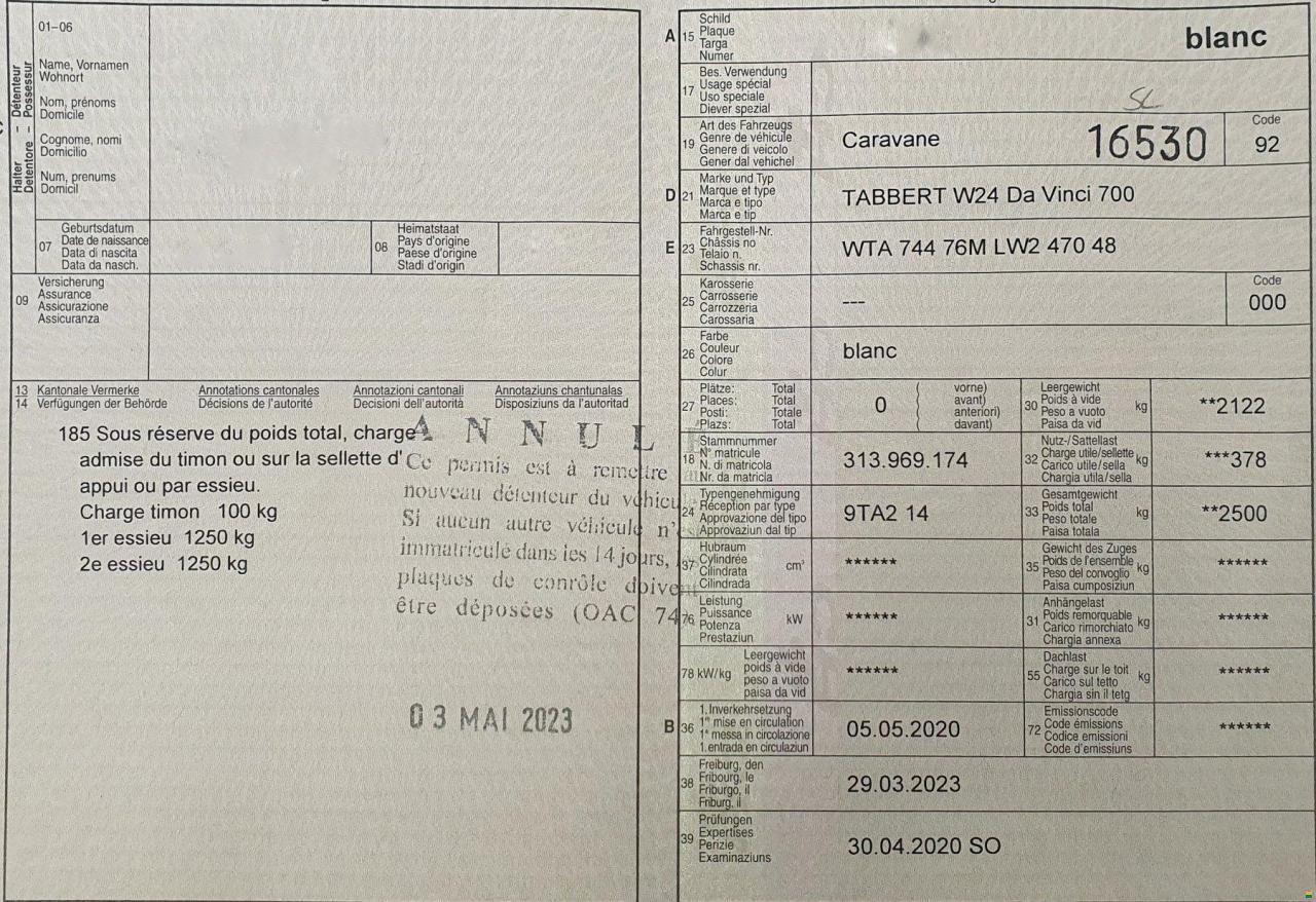 Tabbert W24 Da Vinci 700 KD