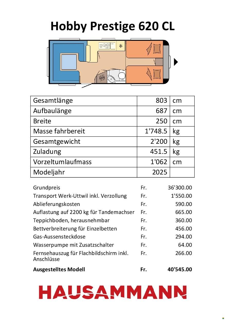 Hobby 620 CL Prestige