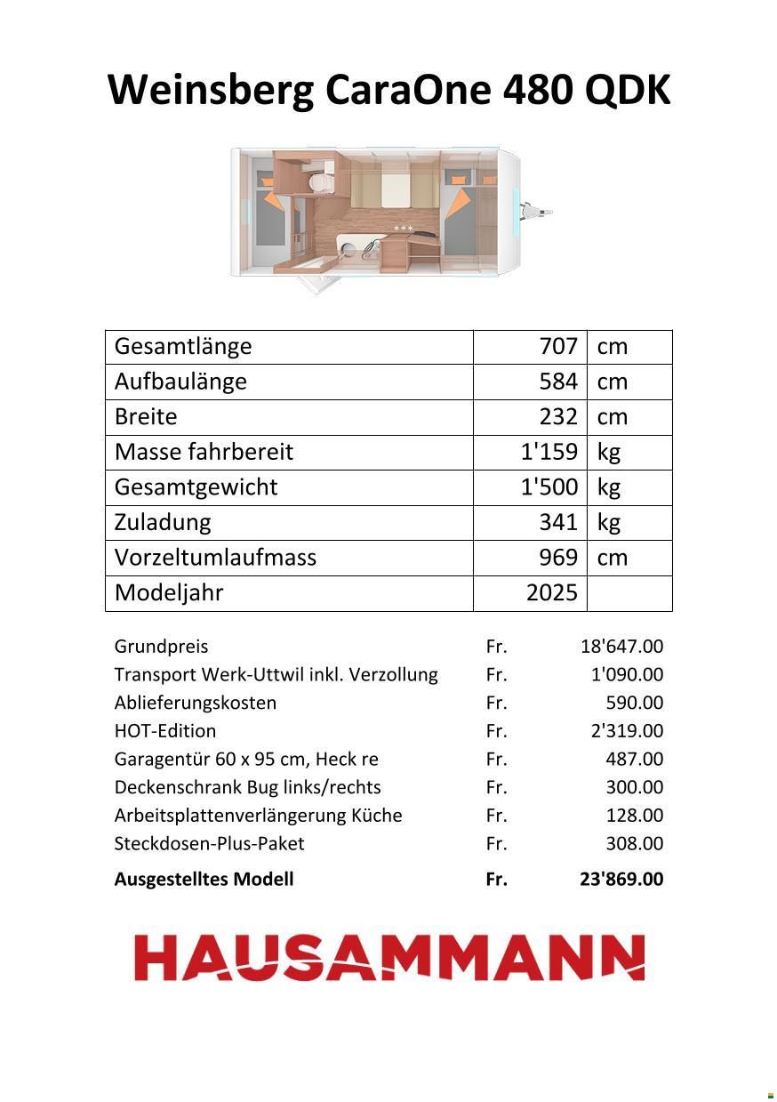 Weinsberg 480 QDK CaraOne HOT-Edition