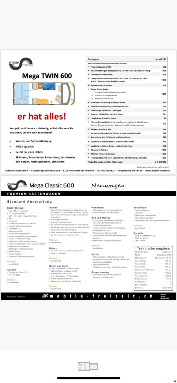 Megamobil Classic Twin 600