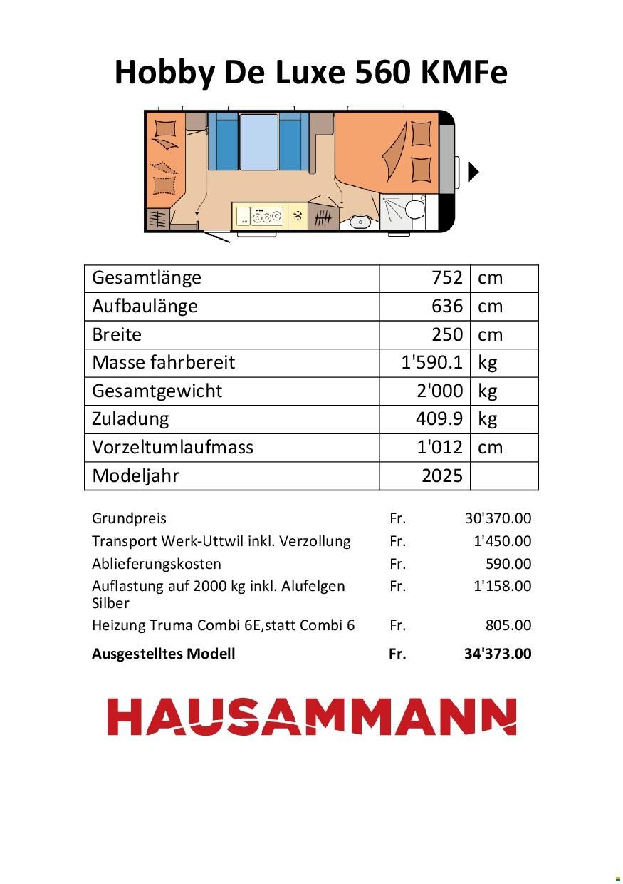 Hobby 560 KMFe De Luxe