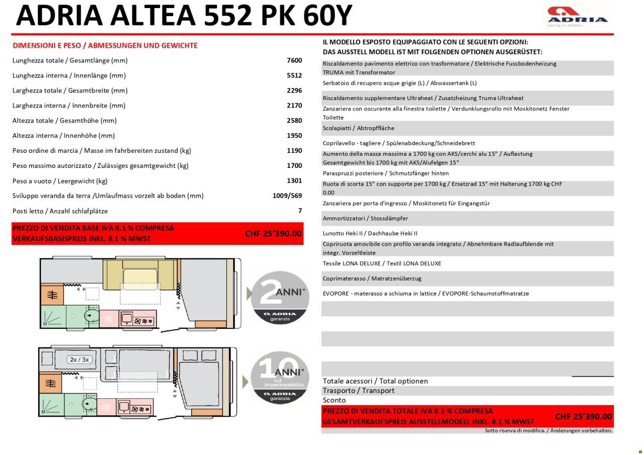 Adria ALTEA 552 PK 60Y
